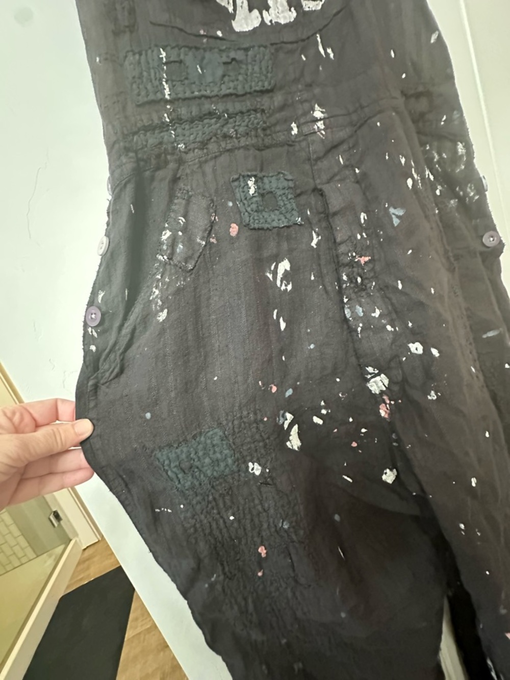 NWT Magnolia Pearl Black Peace  Paint-Splatter Overalls - Picture 7 of 13